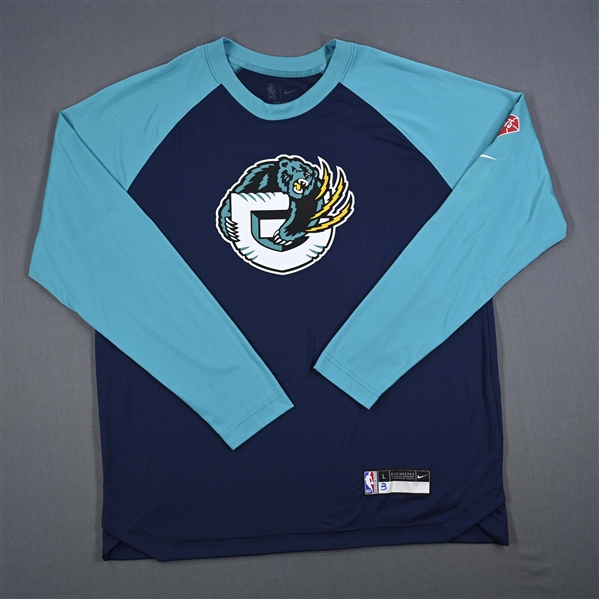 Tyrell Terry - Memphis Grizzlies - Game-Issued City Edition Long Sleeved Shooting Shirt - 2021-22 NBA Season