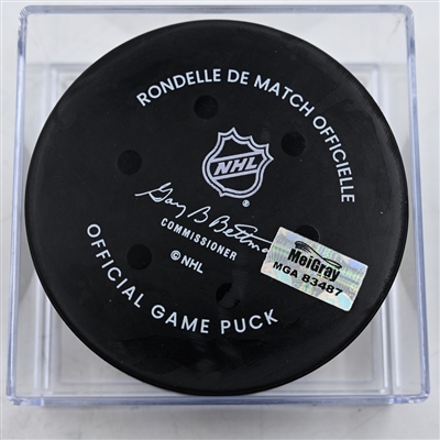 Joel Armia - Montreal Canadiens - Goal Puck - December 23, 2024 vs. Columbus Blue Jackets (Blue Jackets Logo)