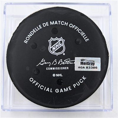 Sebastian Aho - Carolina Hurricanes - Goal Puck - December 23, 2024 vs. Nashville Predators (Predators Logo)