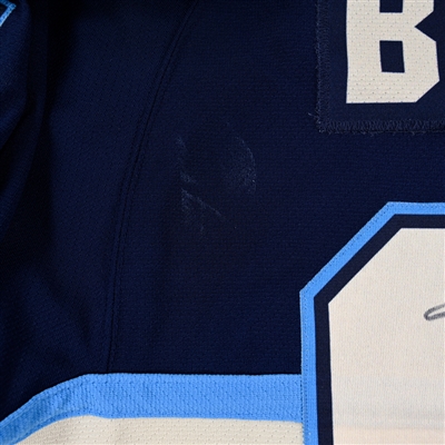 Ben Berard - Kalamazoo Wings - Game-Worn Navy Jersey - 2025 Warrior/ECHL Hockey Heritage Classic - Worn January 18, 2025  - 2nd Period, 3rd Period & Overtime - Autographed