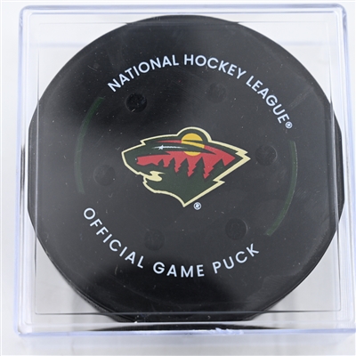 Matt Boldy - Minnesota Wild - Goal Puck - December 14, 2024 vs. Philadelphia Flyers (Wild Logo)