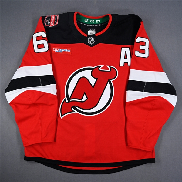 Jesper Bratt - Game-Worn Red w/A, w/ Jacques Lemaire Ring of Honor Patch Jersey - Jan. 22, 2025