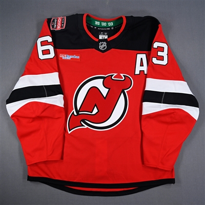 Jesper Bratt - Game-Worn Red w/A, w/ Jacques Lemaire Ring of Honor Patch Jersey - Jan. 22, 2025