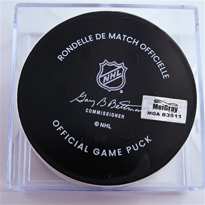 Justin Brazeau - Boston Bruins - Goal Puck - December 31, 2024 vs. Washington Capitals (Capitals' 50th Anniversary Logo)