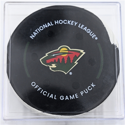 Jonas Brodin - Minnesota Wild - Goal Puck - December 31, 2024 vs. Nashville Predators (Wild Logo)