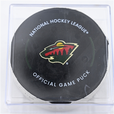Connor Brown - Edmonton Oilers - Goal Puck - December 12, 2024 vs. Minnesota Wild (Wild Logo)