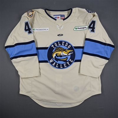 Stephen Calisti - Toledo Walleye - Game-Worn Cream Jersey - 2025 Warrior/ECHL Hockey Heritage Classic - Worn January 18, 2025 - Autographed