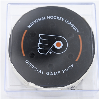 Michael Carcone - Utah Hockey Club - Goal Puck - December 8, 2024 vs. Philadelphia Flyers (Flyers Logo)