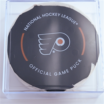 Noah Cates - Philadelphia Flyers - Goal Puck - December 21, 2024 vs. Columbus Blue Jackets (Flyers Logo)