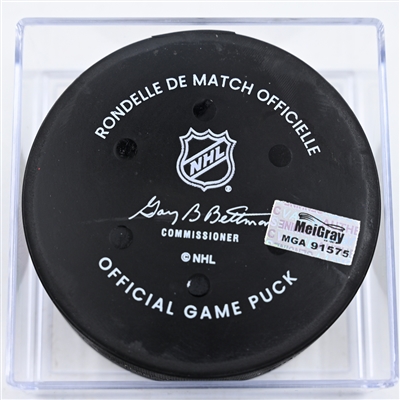 Noah Cates - Philadelphia Flyers - Goal Puck - December 10, 2024 vs. Columbus Blue Jackets (Blue Jackets Logo)