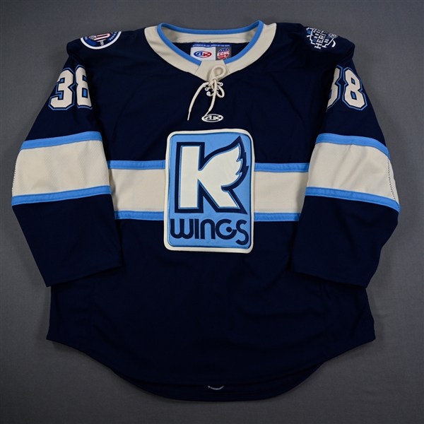 Mark Cheremeta - Kalamazoo Wings - Game-Issued Navy Jersey - 2025 Warrior/ECHL Hockey Heritage Classic - January 18, 2025 - 2nd Period, 3rd Period & Overtime