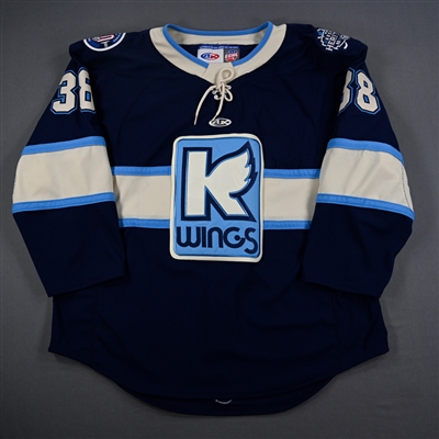 Mark Cheremeta - Kalamazoo Wings - Game-Issued Navy Jersey - 2025 Warrior/ECHL Hockey Heritage Classic - January 18, 2025 - 2nd Period, 3rd Period & Overtime