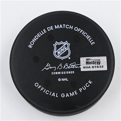 Declan Chisholm - Minnesota Wild - Goal Puck - November 30, 2024 vs. Nashville Predators (Wild Logo)