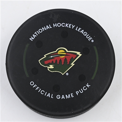 Declan Chisholm - Minnesota Wild - Goal Puck - November 30, 2024 vs. Nashville Predators (Wild Logo)