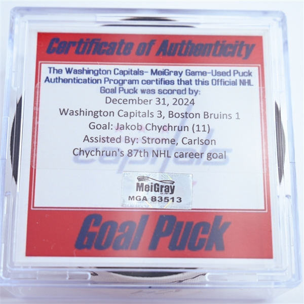 Jakob Chychrun - Washington Capitals - Goal Puck - December 31, 2024 vs. Boston Bruins (Capitals 50th Anniversary Logo)