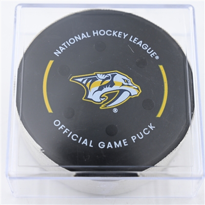 Anthony Cirelli - Tampa Bay Lightning - Goal Puck - November 29, 2024 vs. Nashville Predators (Predators Logo)