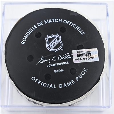 Logan Cooley - Utah Hockey Club - Goal Puck - December 8, 2024 vs. Philadelphia Flyers (Flyers Logo)