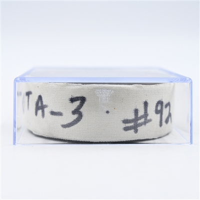 Logan Cooley - Utah Hockey Club - Goal Puck - December 8, 2024 vs. Philadelphia Flyers (Flyers Logo)