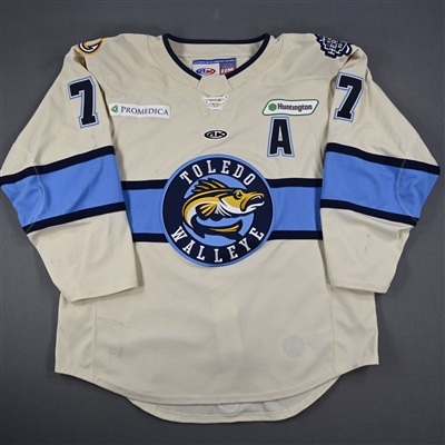 Sam Craggs - Toledo Walleye - Game-Worn Cream Jersey w/A - 2025 Warrior/ECHL Hockey Heritage Classic - Worn January 18, 2025 - Autographed