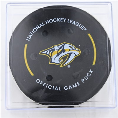 Bryan Rust - Pittsburgh Penguins - Goal Puck - December 19, 2024 vs. Nashville Predators (Predators Logo)