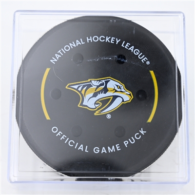 Sidney Crosby - Pittsburgh Penguins - Goal Puck - December 19, 2024 vs. Nashville Predators (Predators Logo)