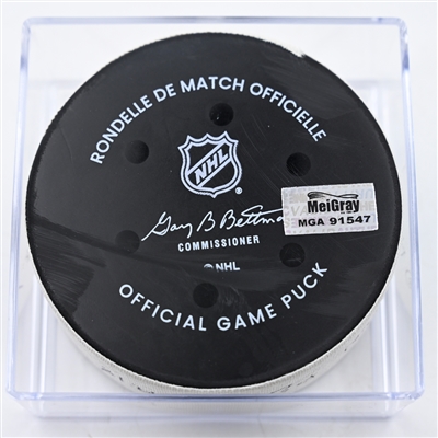 Jake DeBrusk - Vancouver Canucks - Goal Puck - December 3, 2024 vs. Minnesota Wild (Wild Logo)