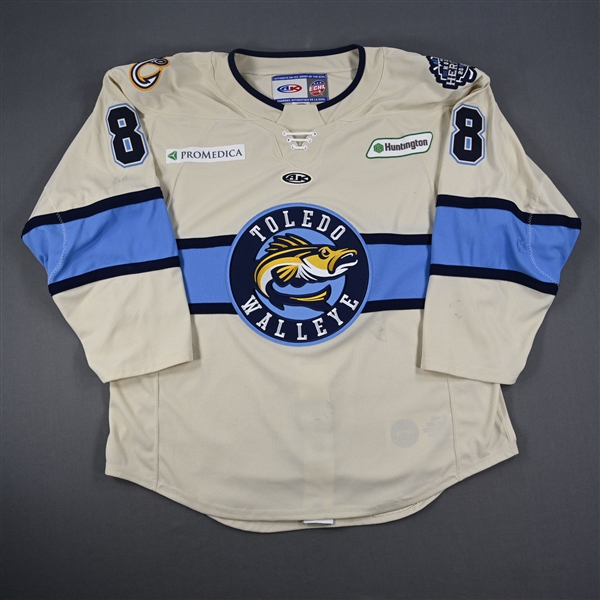 Casey Dornbach - Toledo Walleye - Game-Worn Cream Jersey - 2025 Warrior/ECHL Hockey Heritage Classic - Worn January 18, 2025 - Autographed