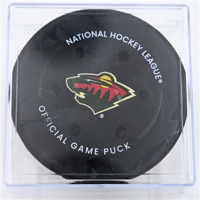 Leon Draisaitl - Edmonton Oilers - Goal Puck - December 12, 2024 vs. Minnesota Wild (Wild Logo)