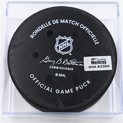 Adam Fantilli - Columbus Blue Jackets - Goal Puck - December 27, 2024 vs. Boston Bruins (Blue Jackets Logo)