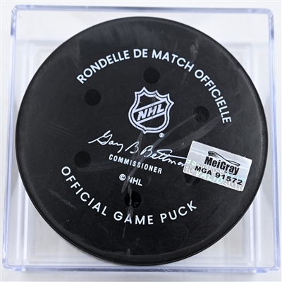 Adam Fantilli - Columbus Blue Jackets - Goal Puck - November 29, 2024 vs. Calgary Flames (Blue Jackets Logo)