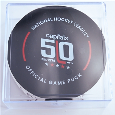 Kevin Fiala - Los Angeles Kings - Goal Puck - December 22, 2024 vs. Washington Capitals (Capitals' 50th Anniversary Logo)