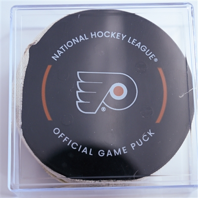 Tyson Foerster - Philadelphia Flyers - Goal Puck - December 21, 2024 vs. Columbus Blue Jackets (Flyers Logo)