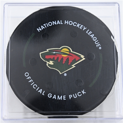 Marcus Foligno - Minnesota Wild - Goal Puck - December 23, 2024 vs. Chicago Blackhawks (Wild Logo)