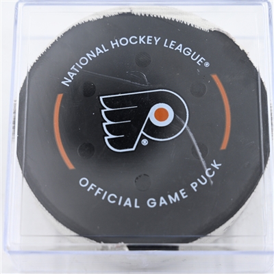 Gustav Forsling - Florida Panthers - Goal Puck - December 5, 2024 vs. Philadelphia Flyers (Flyers Logo)