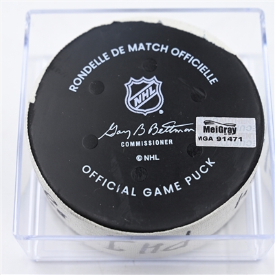 Morgan Frost - Philadelphia Flyers - Goal Puck - November 27, 2024 vs. Nashville Predators (Predators Logo)