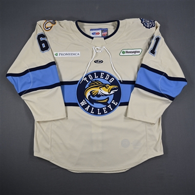 Grant Gabriele - Toledo Walleye - Game-Issued Cream Jersey - 2025 Warrior/ECHL Hockey Heritage Classic - January 18, 2025