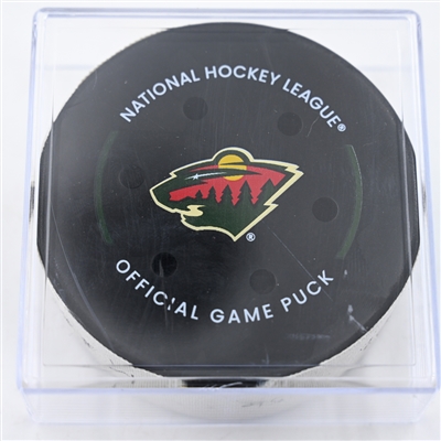 Fredrick Gaudreau - Minnesota Wild - Goal Puck - December 3, 2024 vs. Vancouver Canucks (Wild Logo)