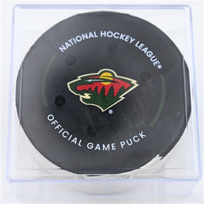 Kasperi Kapanen - Edmonton Oilers - Goal Puck - December 12, 2024 vs. Minnesota Wild (Wild Logo)