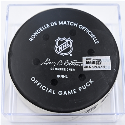 Brandon Hagel - Tampa Bay Lightning - Goal Puck - November 29, 2024 vs. Nashville Predators (Predators Logo)