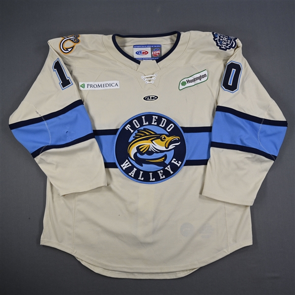 C.J. Hayes - Toledo Walleye - Game-Worn Cream Jersey - 2025 Warrior/ECHL Hockey Heritage Classic - Worn January 18, 2025 - Autographed