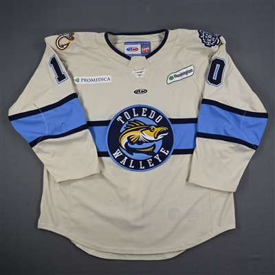 C.J. Hayes - Toledo Walleye - Game-Worn Cream Jersey - 2025 Warrior/ECHL Hockey Heritage Classic - Worn January 18, 2025 - Autographed