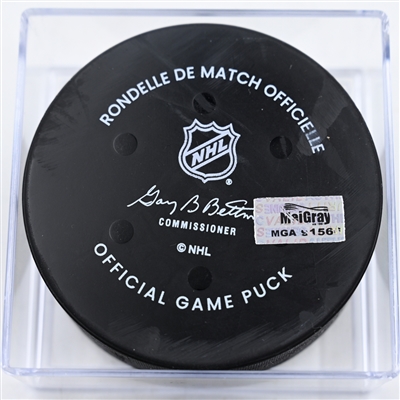 Emil Heineman - Montreal Canadiens - Goal Puck - November 27, 2024 vs. Columbus Blue Jackets (Blue Jackets Logo)