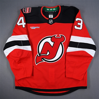 Luke Hughes - Game-Worn Red w/ Jacques Lemaire Ring of Honor Patch Jersey - Jan. 22, 2025