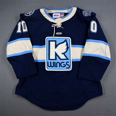 Max Humitz - Kalamazoo Wings - Game-Worn Navy Jersey - 2025 Warrior/ECHL Hockey Heritage Classic - Worn January 18, 2025 - 2nd Period, 3rd Period & Overtime - Autographed