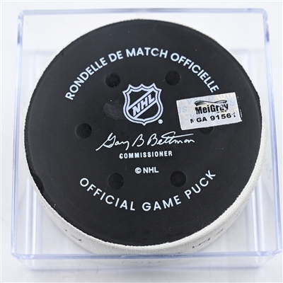 Zach Hyman - Edmonton Oilers - Goal Puck - December 12, 2024 vs. Minnesota Wild (Wild Logo)