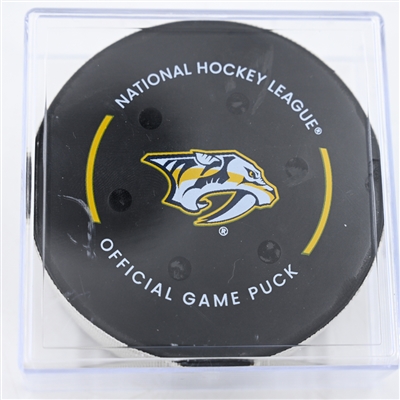 Mark Jankowski - Nashville Predators - Goal Puck - December 23, 2024 vs. Carolina Hurricanes (Predators Logo)