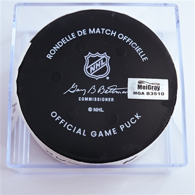 Seth Jarvis - Carolina Hurricanes - Goal Puck - December 20, 2024 vs. Washington Capitals (Capitals' 50th Anniversary Logo)