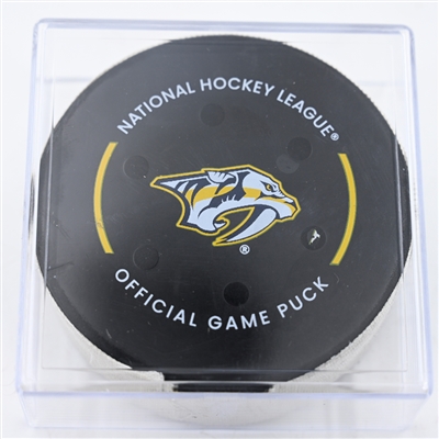 Roman Josi - Nashville Predators - Goal Puck - November 29, 2024 vs. Tampa Bay Lightning (Predators Logo)
