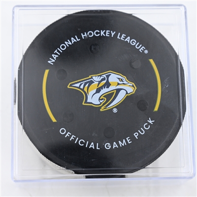 Erik Karlsson - Pittsburgh Penguins - Goal Puck - December 19, 2024 vs. Nashville Predators (Predators Logo)