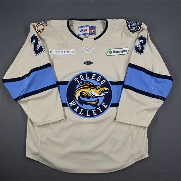 Conlan Keenan - Toledo Walleye - Game-Issued Cream Jersey - 2025 Warrior/ECHL Hockey Heritage Classic - January 18, 2025 - Autographed